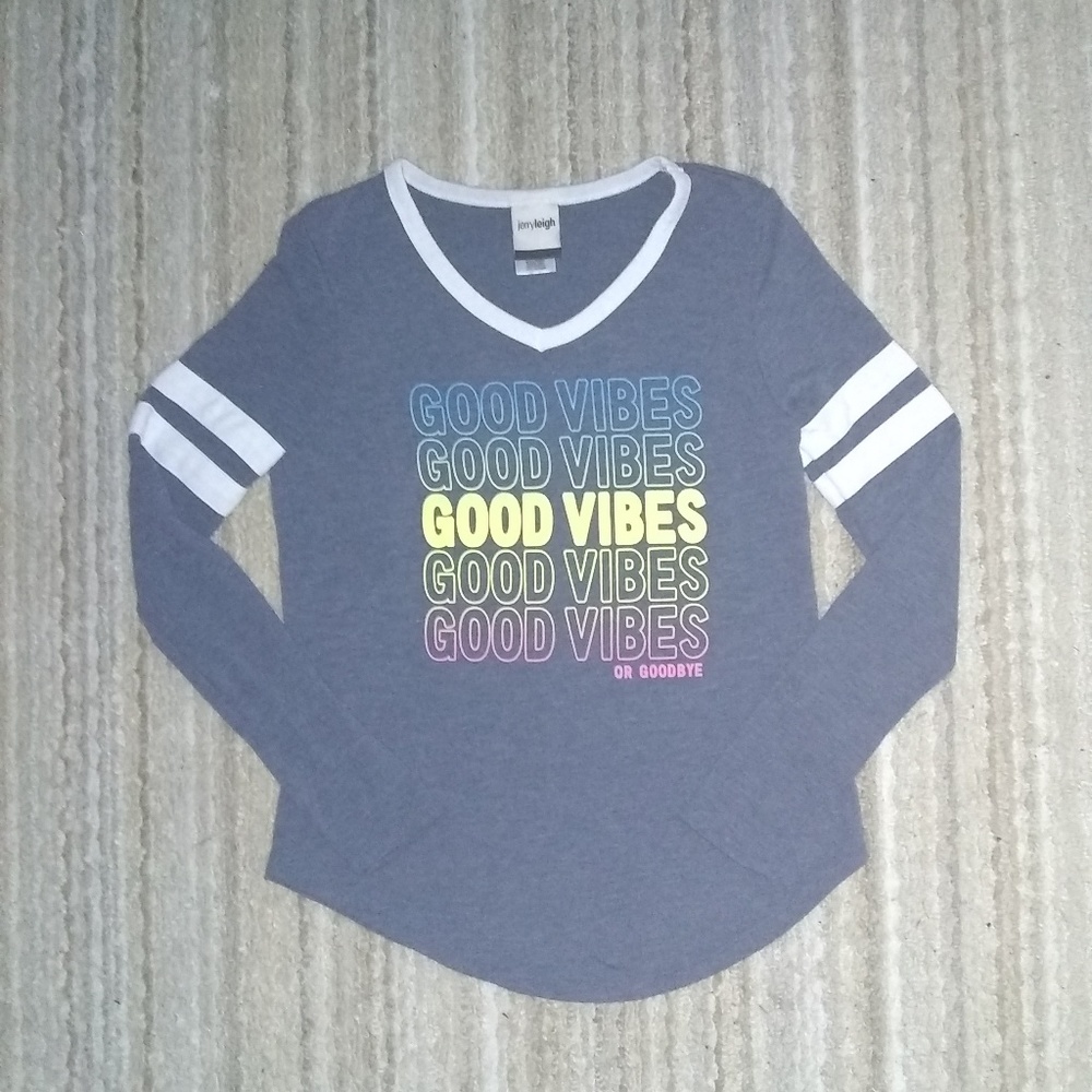"Good Vibes" Long Sleeve Graphic Tee Size XCH(1) - Picture 5 of 7